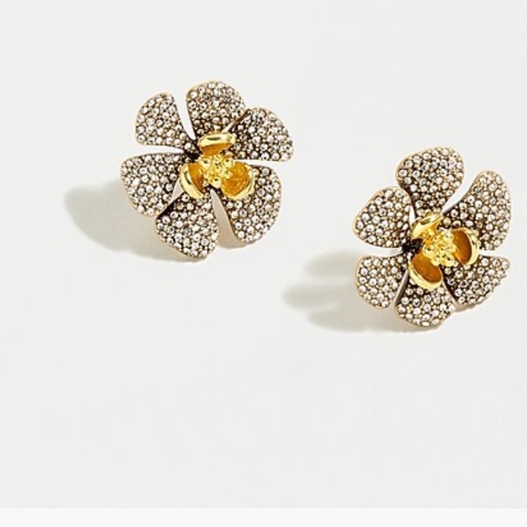J. Crew Jewelry - NWT classic luxury formal party J. Crew icicle flower pavé statement earrings